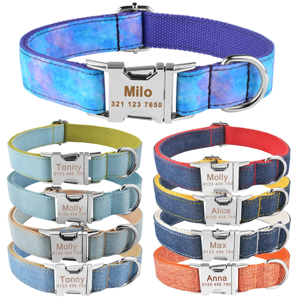 

Нейлоновый модный ошейник унисекс для мальчиков и девочек, товары для собак, ошейник для домашних животных, маленький большой персонализир...