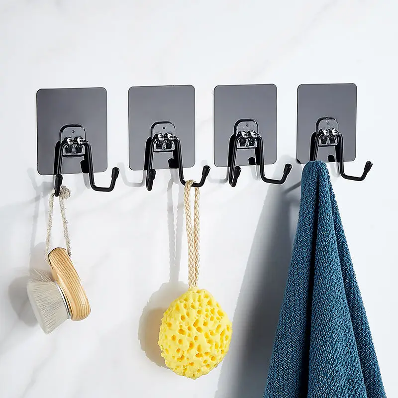 

Strong Seamless Wall-Mounted Stainless Steel Hook Single Hook behind the Door Kitchen Bathroom Adhesive Hook Punch-Free