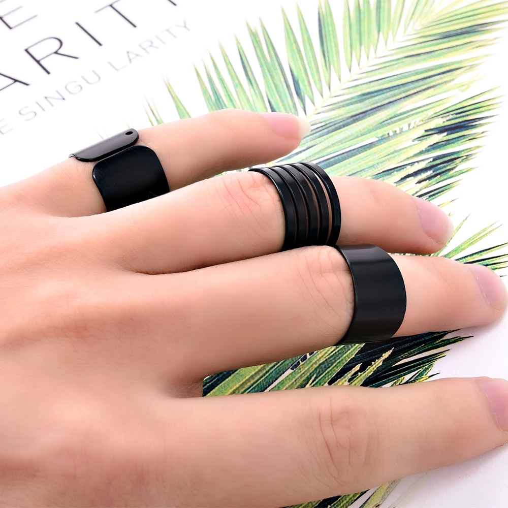 3 шт. модные кольца в стиле панк для женщин Anel Anillos черные простые на концах
