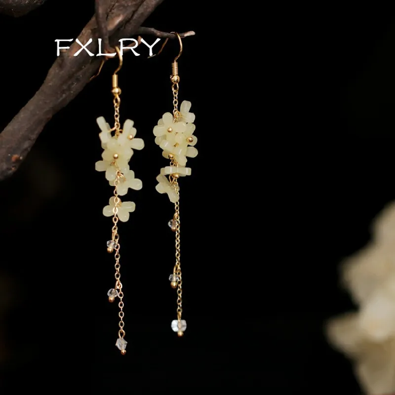 FXLRY оригинальные элегантные серьги-подвески ручной работы с кисточками османтуса для женщин модные ювелирные изделия
