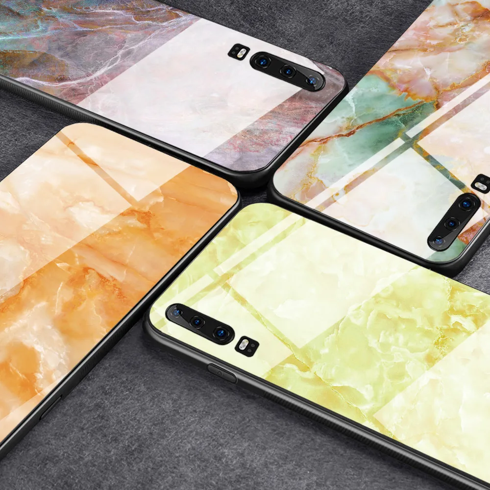 Цветной мраморный чехол для телефона huawei P30 P20 Lite Shookproof закаленное стекло чехол для mate 20 Lite Honor 9 10 Lite 8X MAX Nova 3