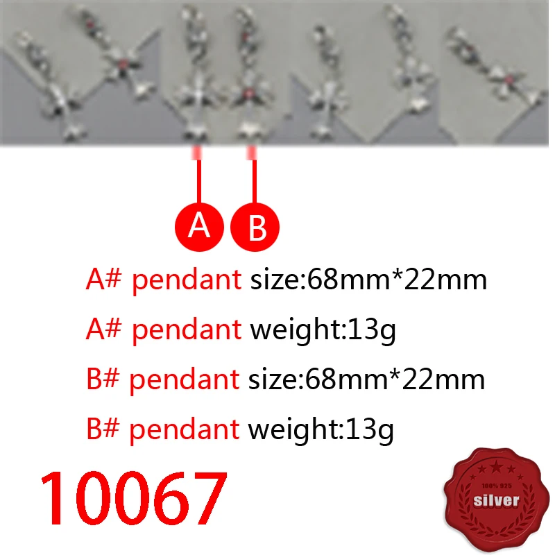

10067 S925 Silver Pendant Cross Flower Inlaid Stone Street Dance Style Retro Pendant Personality Trend Jewelry