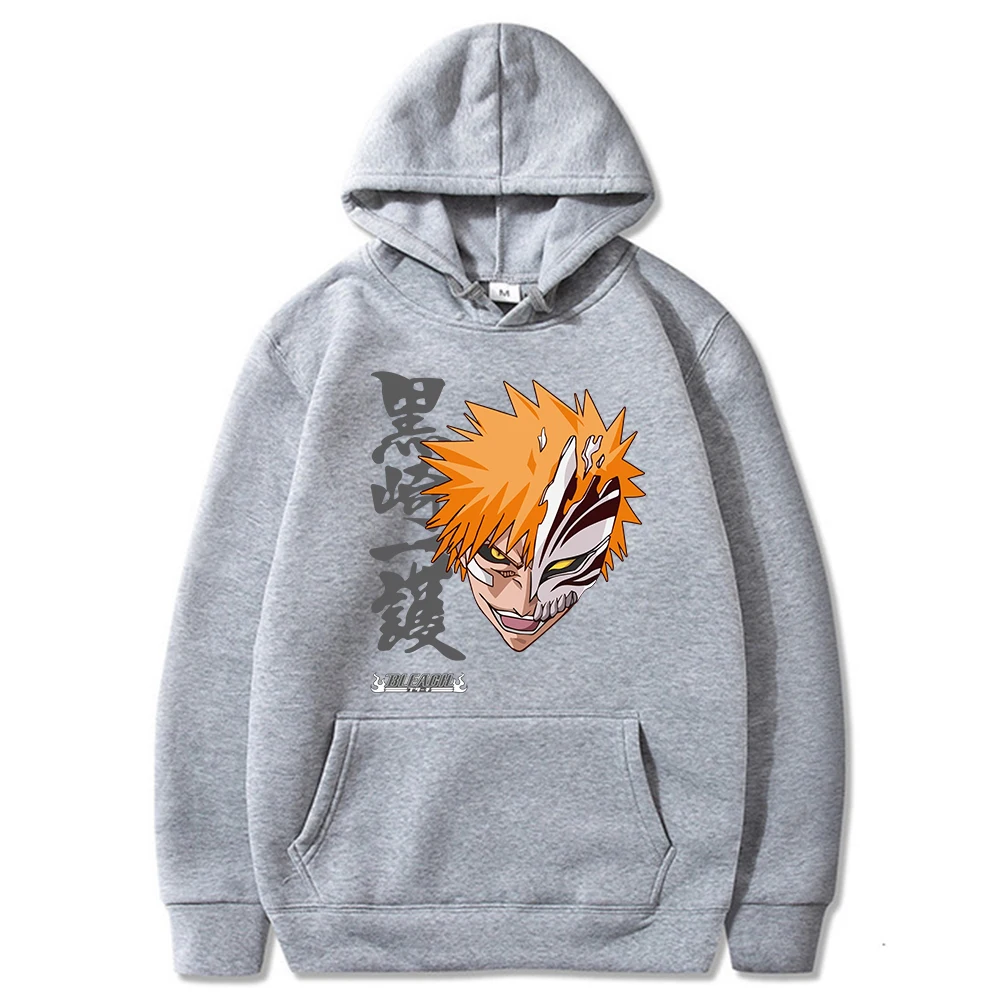 Harajuku Мультфильм отбеливатель Kurosaki Ichigo толстовка с капюшоном для мужчин Y2K Япония