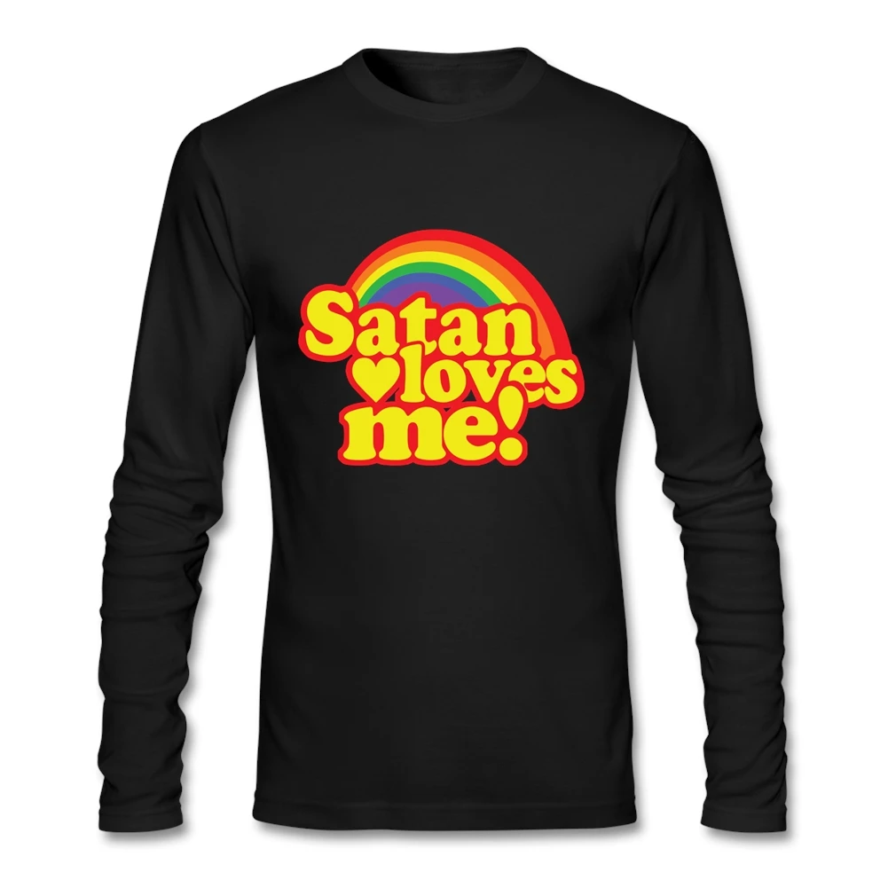 Персонализированная Мужская футболка Сатана любит меня хлопковая Летняя