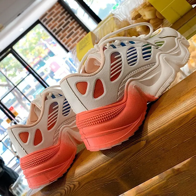 

Hot Women's Sneakers Lace Up Flats Platform Ladies Non-slip Outdoor Casual Vulcanized Shoes 2021 Spring Breathable Woman Comfort