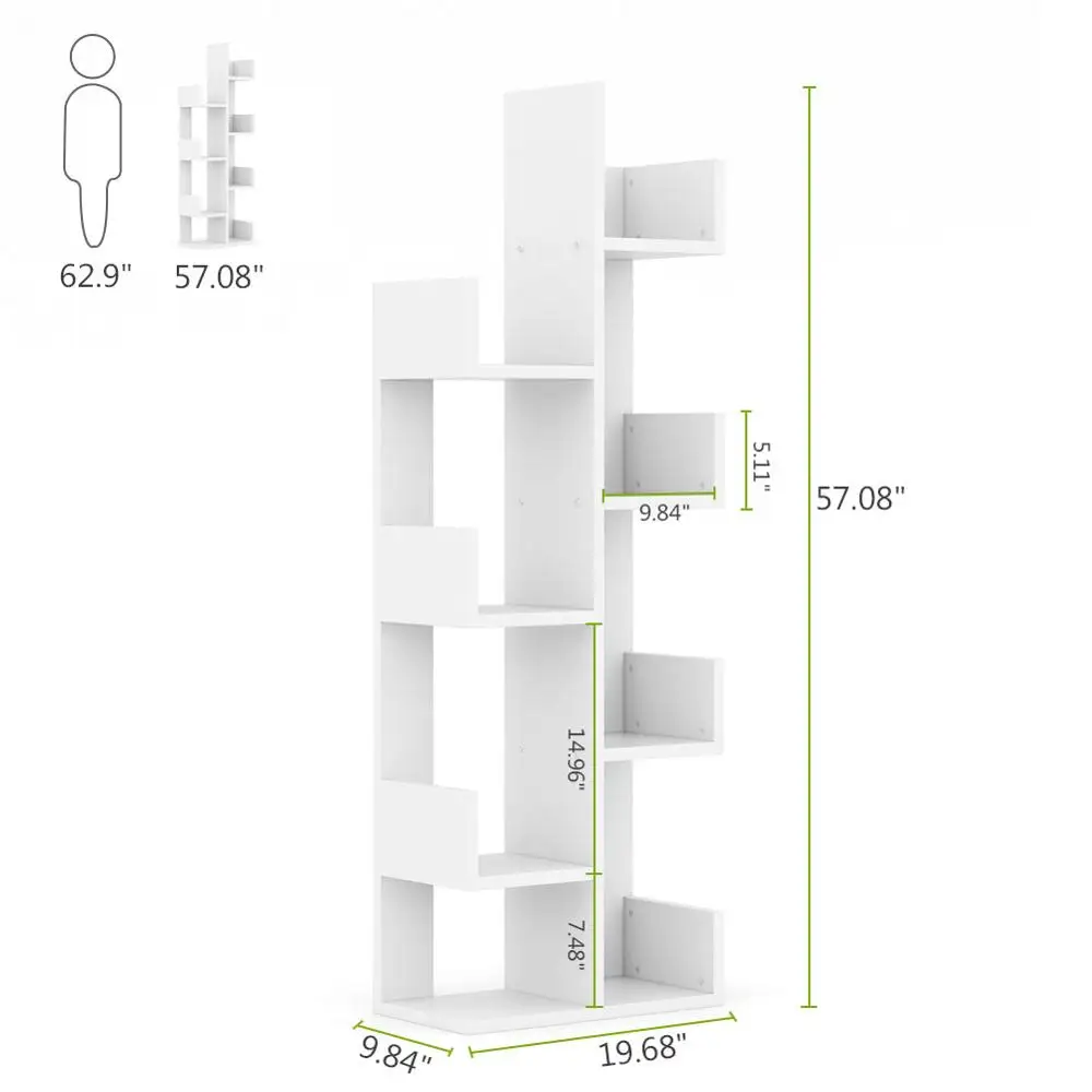 8 полочная книжная полка Tribesigns для деревьев Современная демонстрационный