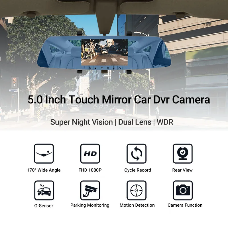 E-ACE A17 5 дюймов Автомобильный видеорегистратор с сенсорным экраном HD 1080P авто