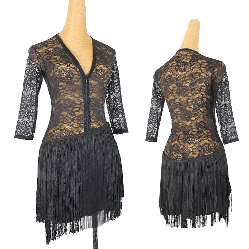 

Новинка одежда для латиноамериканских танцев женские платья с бахромой для тренировок латиноамериканских танцев кружевные костюмы для ру...