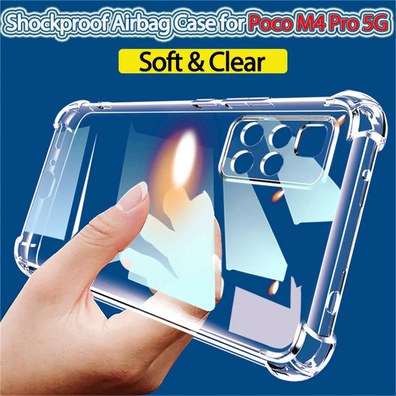 

poco m4 pro, soft clear anti-shock silicone phone cases for poco m4 pro 5g cover pocophone m 4 pro xiaomi poko m4 pro 5g case