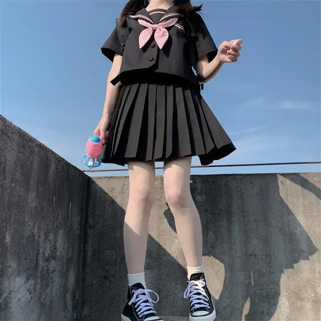 Летняя школьная рубашка с воротником юбка средней длины плиссированная