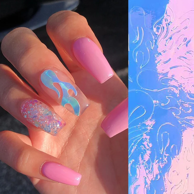16 Patterns/Sheet Colorful Laser Nail Art Decals Vinyls Hollow Stencil Stickers Mixed Patterns Transfer | Красота и здоровье