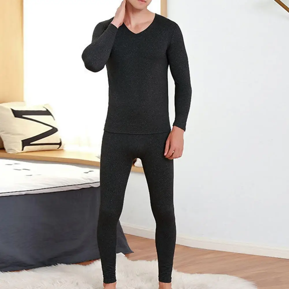 

2021 New Winter Underwear Suit Solid Color Warm Seamless V Neck Tight Home Suit for Autumn