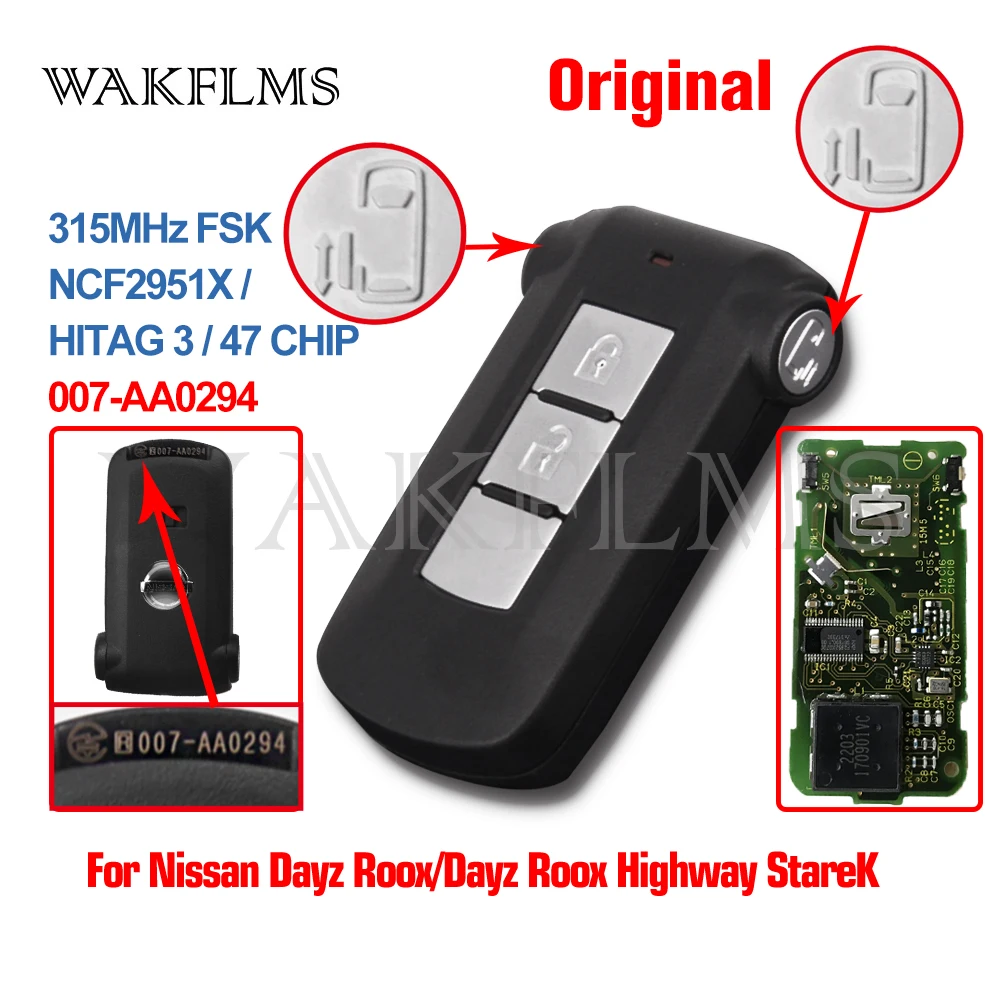 007 AA0294 OEM 4 кнопки умный дистанционный ключ 315 МГц Fob для Nissan Mitsubishi Dayz Roox Space 2014 2015