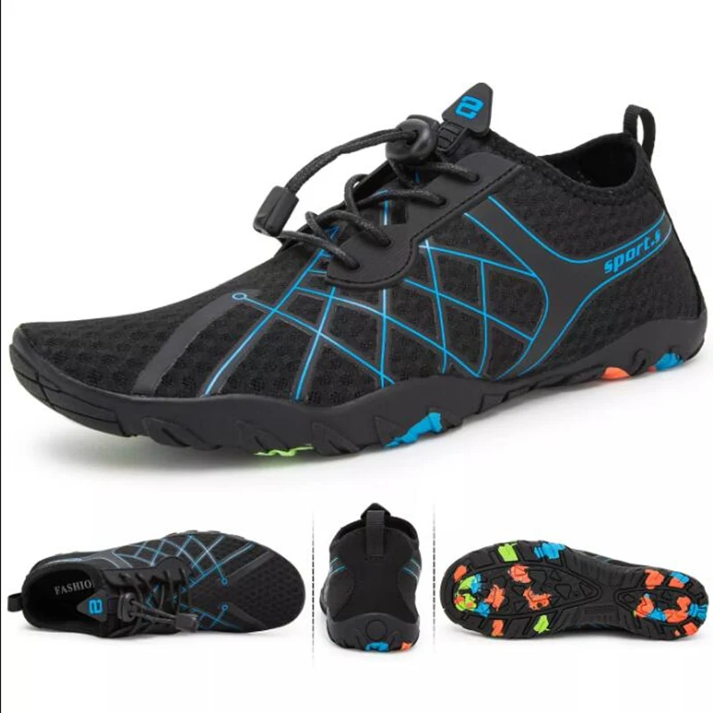 Мужские дышащие кроссовки aqua shoes wo Мужская Спортивная обувь унисекс обувь для плавания - Цвет: Black blue