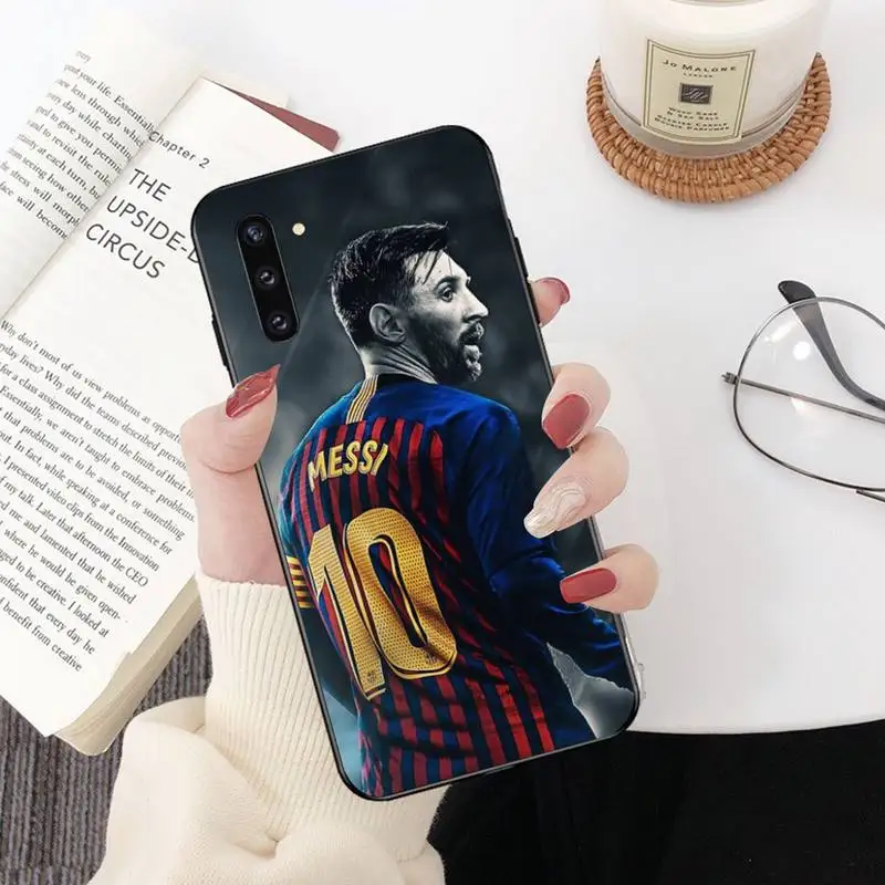 

HPCHCJHM Football superstar messi TPU black Phone Case Cover Hull For Samsung Galaxy J7 J8 J6 Plus 2018 Prime Note 7 8 9 10 pro