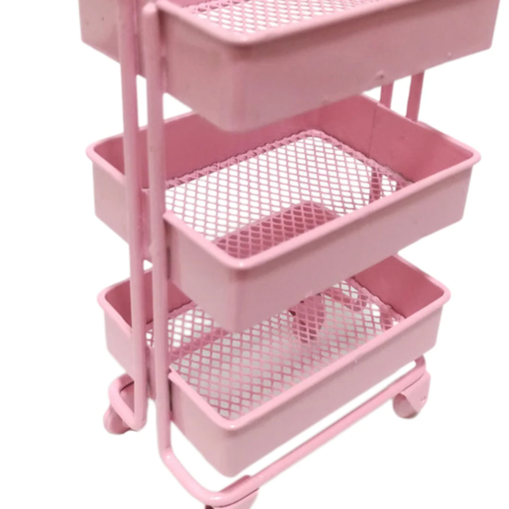 

4x 1:12 3 Tier Storage Shelf Rack for Dollhouse Kitchen Room Decor Pink&Green