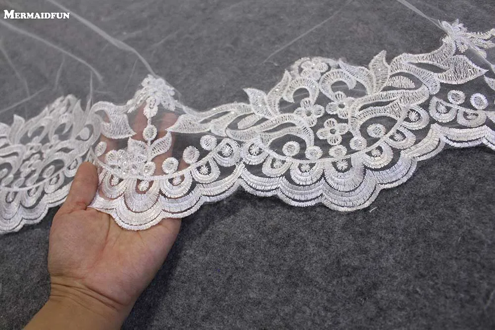 Частичное кружево 3 м Длинная свадебная вуаль один слой элегантная Соборная Фата