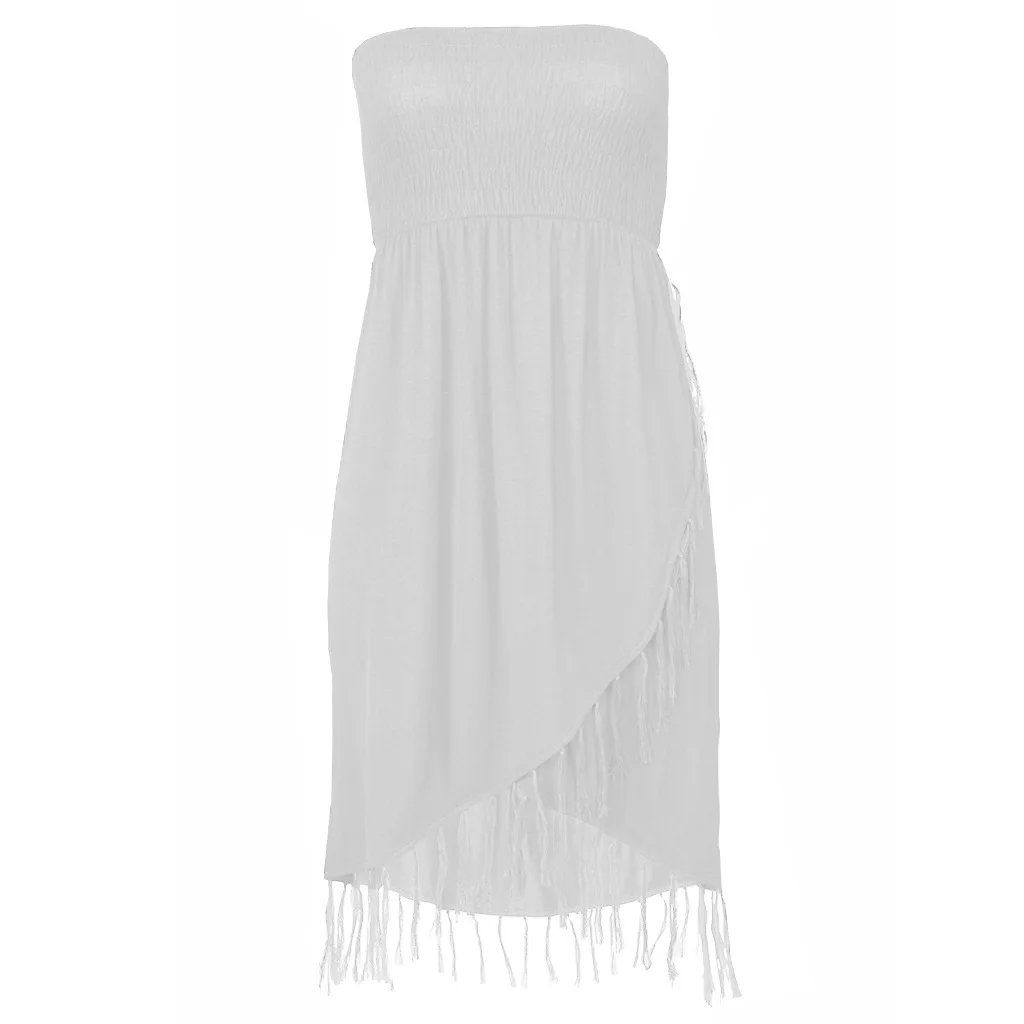 

Swimsuit Sexy Beach Cover Up Bohemian No Shoulder Strap Women Beach Dress Swimwear Bikini Cover Up Bathing Suit Cover Ups 2021