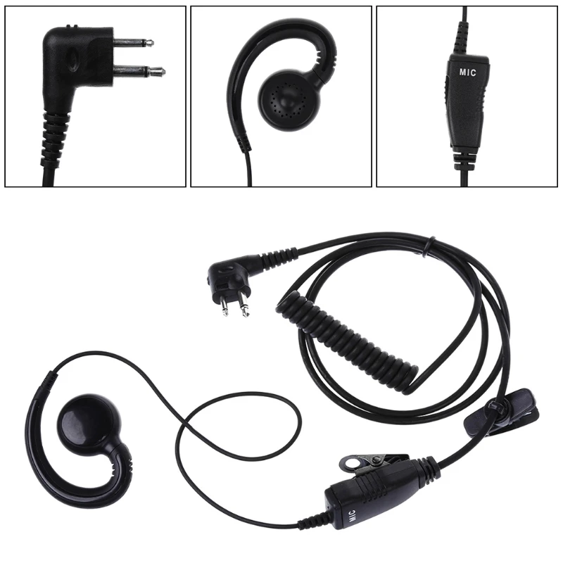 

180 Rotatable 2 Pin Walkie Talkie Headset Earpiece PTT Mic for Motorola GP300