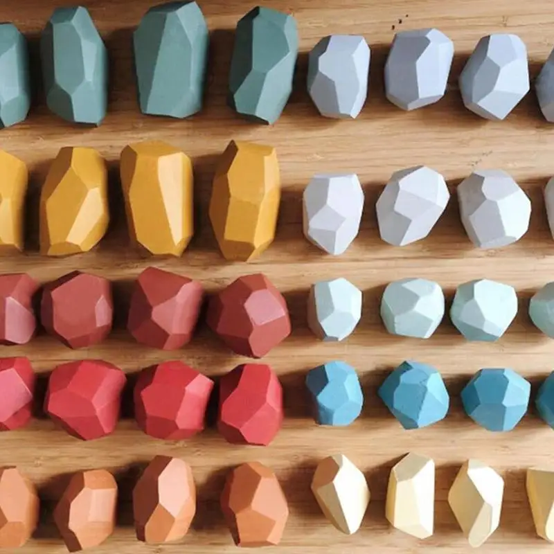 Bloques de construcci&oacute;n de piedra de color madera para ni&ntilde;os, juguete para regalo educativo, n&oacute;rdico, juguete con arcoiris, estilo de chico apilable, G2M1-2