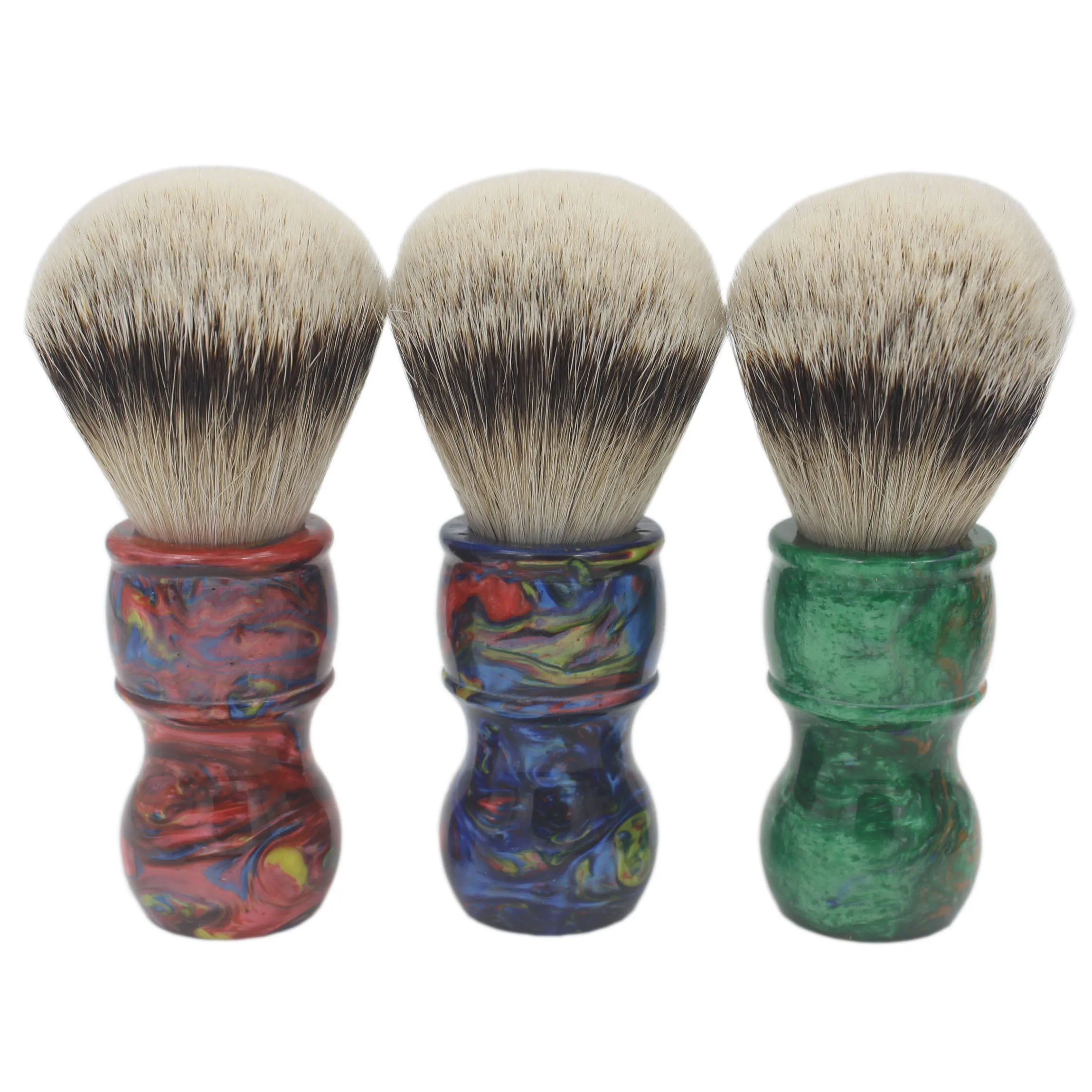 Вигбритва красочная полимерная ручка серебряный наконечник барсук Мужская