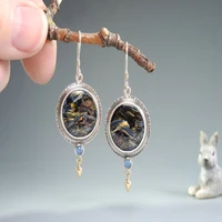 2021 women earrings jeweler gothic accessories oil painting earrings female temperament long and simple round korean fashion