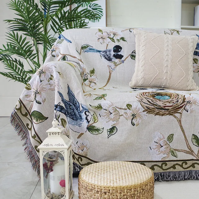 

Aggcual Modern simple sofa blanket for sofa nordic flower and bird knitted throw blanket for bed Bedspread winter tapestry XT11