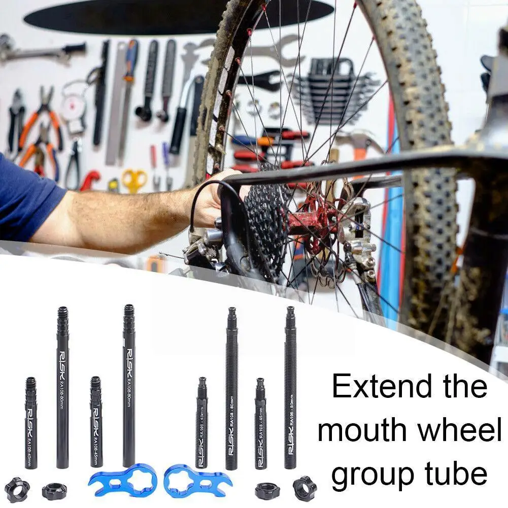 

RISK Road Bike Valve Extender 45/80mm Not Detachable Core Inner With Wrench Tire Valve Cap Rod Adapter Installation French O5R4