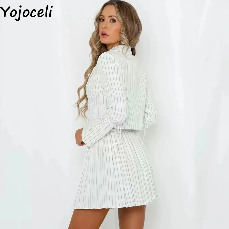 Элегантная женская юбка Yojoceli в полоску для вечевечерние осенняя короткая