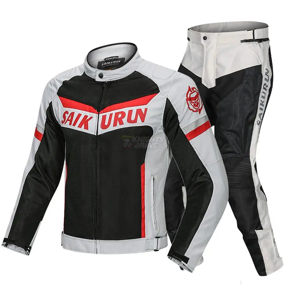 SAIKURUN Motorcycle Jacket Breathable Mesh Moto Motocross Jacket Protective Gear Motorbike Clothing Set Reflection Chaqueta Moto