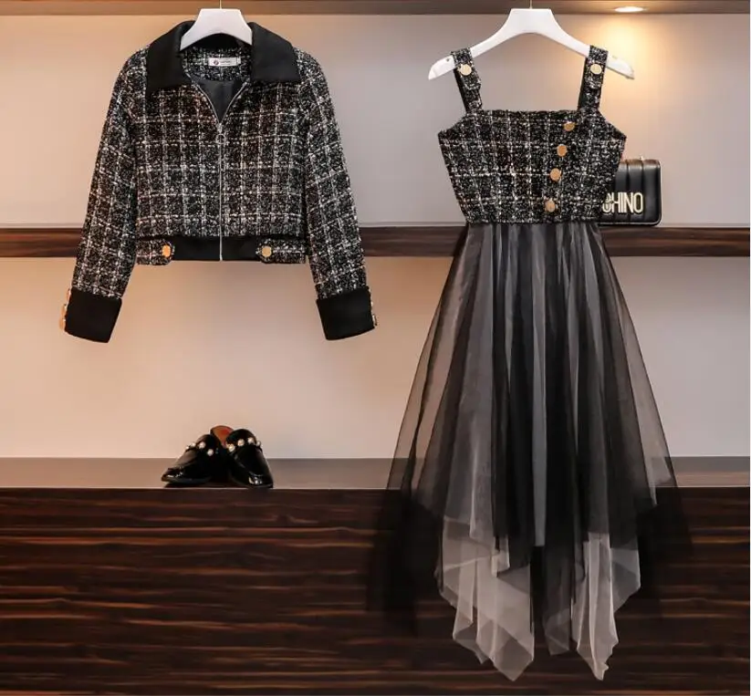 Брендовое подиумное зеленое клетчатое твидовое короткое пальто на молнии