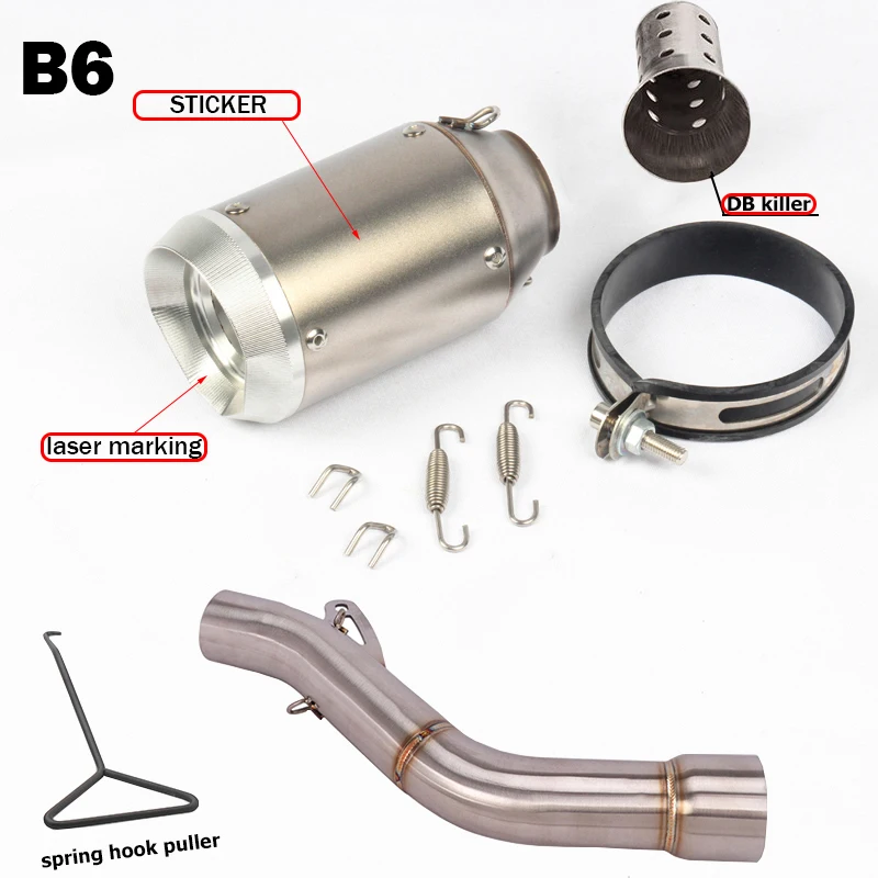 

For Scrambler 821 800 Motorcycle Carbon Fiber Exhaust Pipe Middle Pipe Slip On 51mm Motocross Muffler with DB Killer Escape