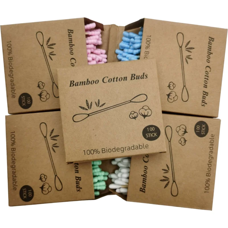 Эко биоразлагаемые бамбуковые ватные палочки компостированные деревянные для