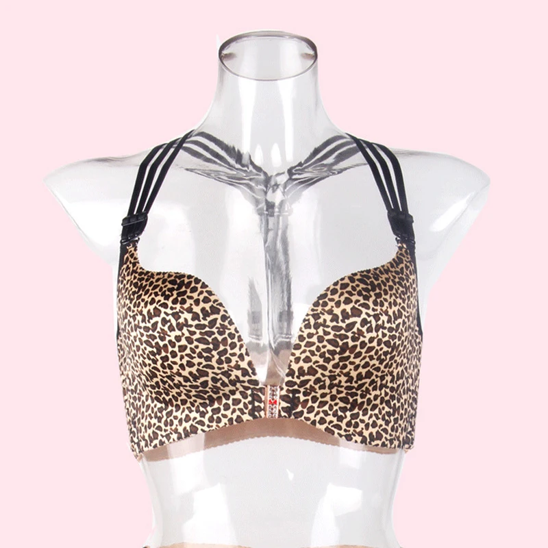 Бюстгальтер пуш-ап большого размера плюс сексуальный бюстгальтер с леопардовой