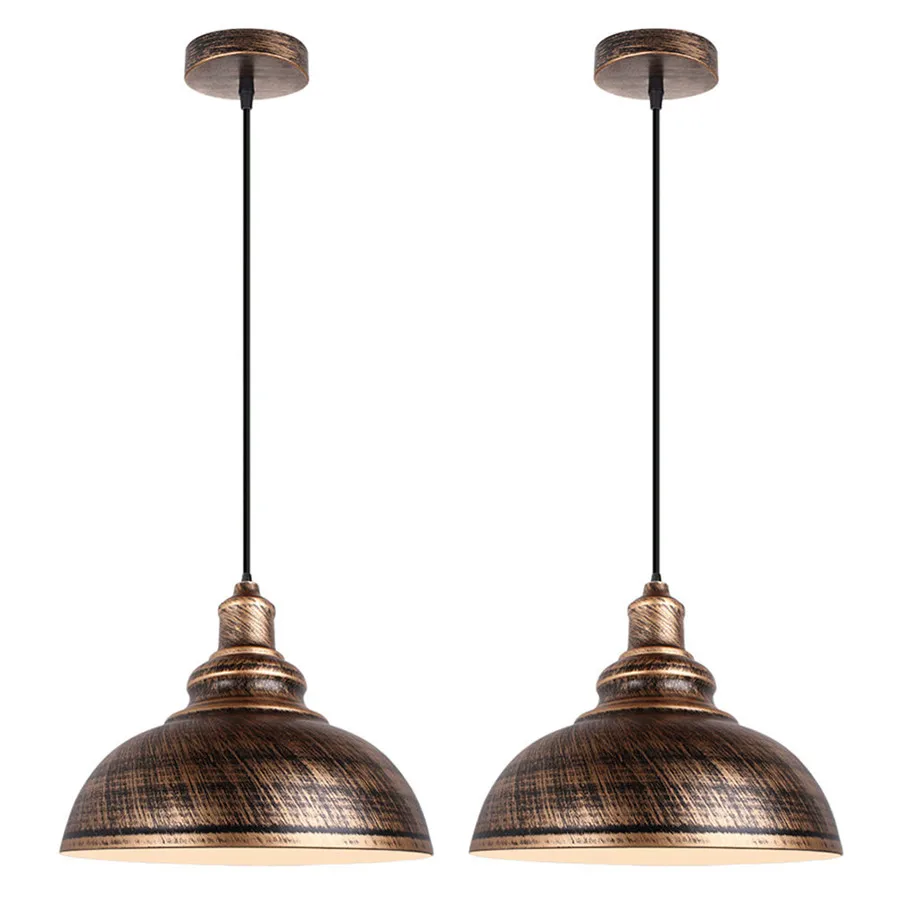 

2pcs American Loft Iron Pendant Lights Dining Room Store Cafe Pendant Lamp Cover Industrial Retro Kitchen Hanging Lamp Decor