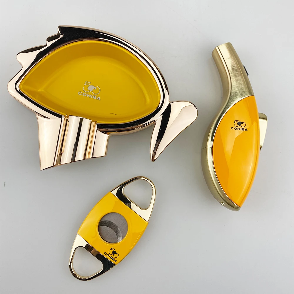 COHIBA сигары Пепельница резак зажигалка ветрозащитный фонарь Jet пламя аксессуары