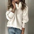 Женский вязаный свитер с длинным рукавом, повседневный джемпер на осень и зиму, трикотажный кардиган, зимняя верхняя одежда, пуловер, топы