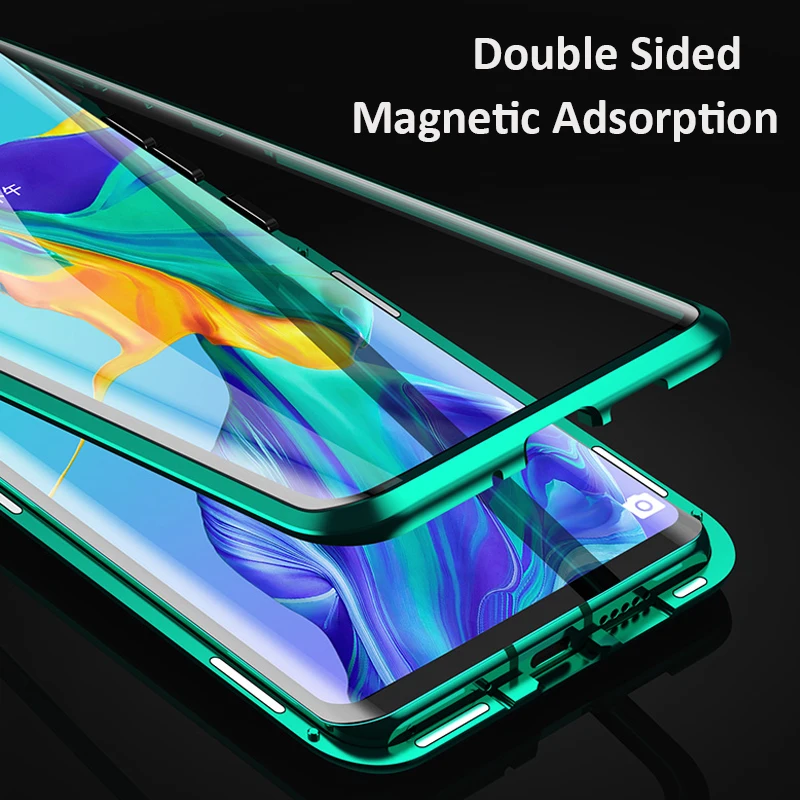 360 Full Magnetic Phone Case For Huawei P30 Pro Mate 20 X P20 NOVA 5 Double Sided Glass Metal Bumper Honor Note 10 9X 8X | Мобильные