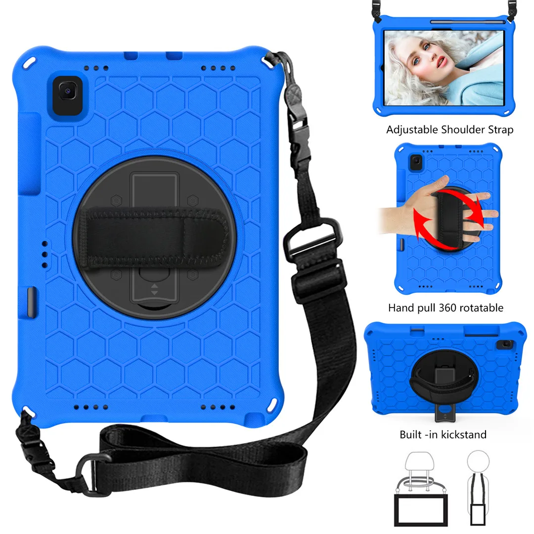 

Rugged Case For Samsung Galaxy Tab A7 10.4 T500 SM-T500 SM-T505 T507 EVA+PC hard Cover 360 Swivel Hand KickStand Shoulder Strap