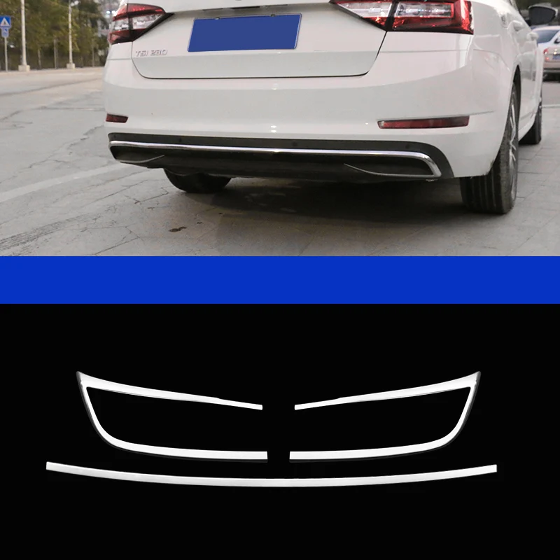 rear bumper trims Lsrtw2017 Нержавеющая сталь Передняя решетка автомобиля задний бампер багажника планки для Skoda Octavia a7 аксессуары - Название цвета: rear bumper trims