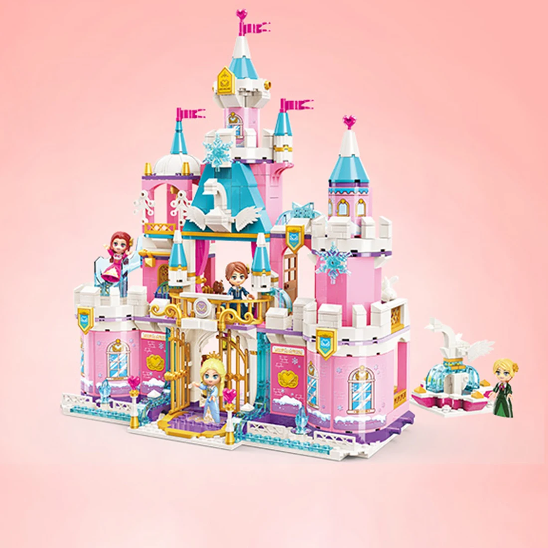 

801Pcs Friends Girls Series Swan Castle Small Particle DIY Building Block Toy