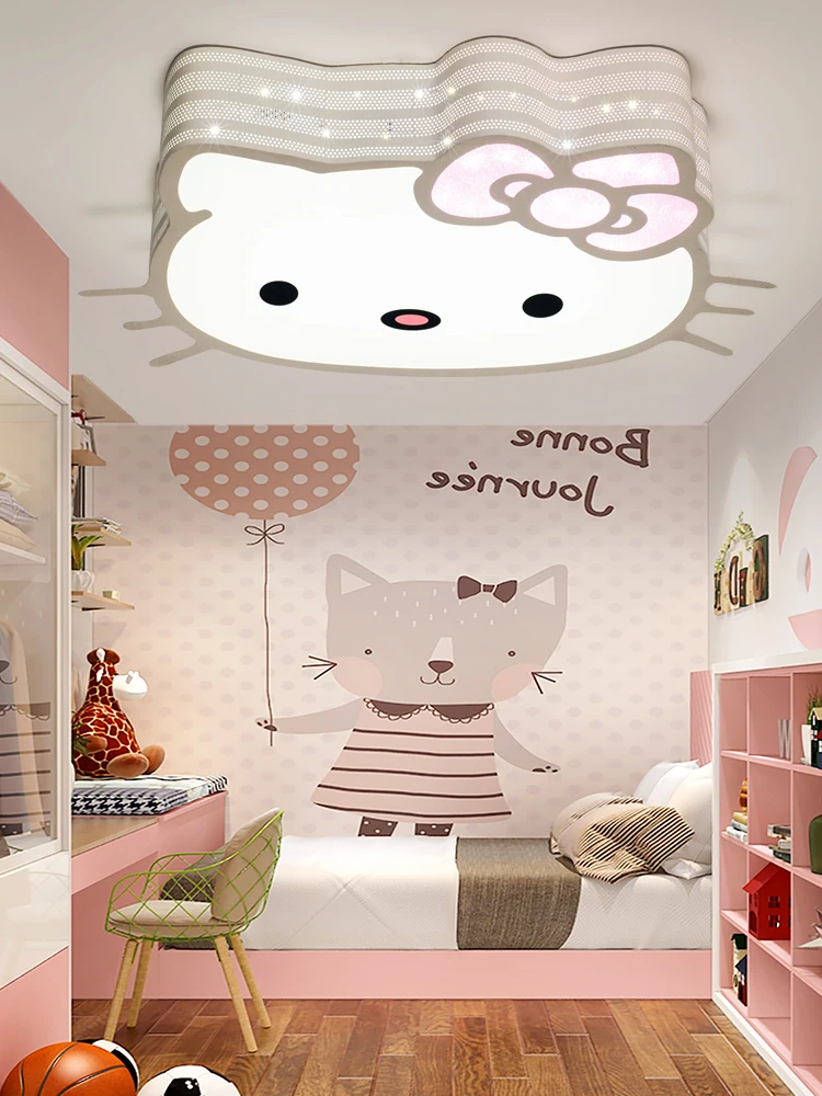 Cartoon led ceiling lamp warm children's room bedroom kitty cat girl princess study | Лампы и освещение