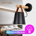 Светодиодный ная настенная деревянная лампа E27, современсветильник прикроватный светильник с абажуром в скандинавском стиле, декоративный белый и черный пояс, 85-265 в