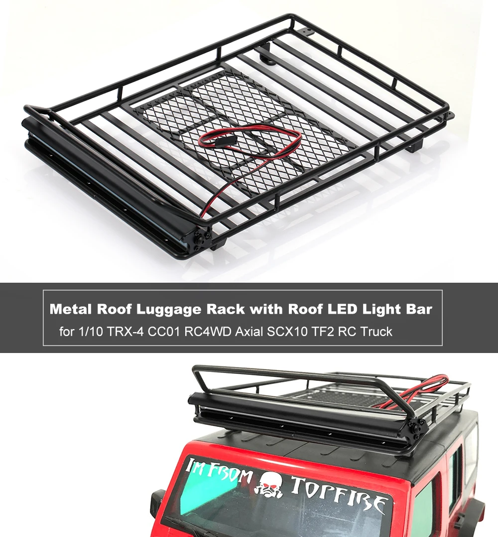 Металлическая багажная стойка на крышу со светодиодной подсветкой для 1/10 CC01 RC4WD