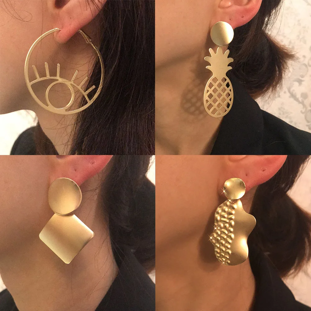 JJFOUCS модные Эффектные серьги 2020 НОВЫЕ геометрические полые растения золотые