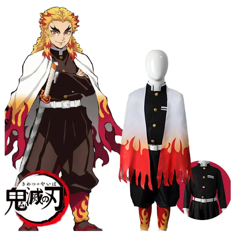 

Кимоно для косплея из аниме «рассекающий демонов», костюм для детей, костюм для Хэллоуина, Rengoku Kyoujurou