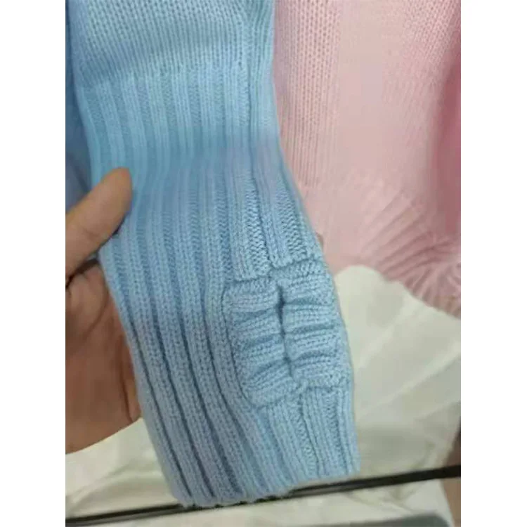 

100% Cashmere Shoulder Buttons Sweaters Women Turtleneck Hollow Out New Jumpers