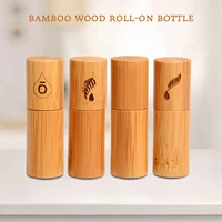 1 pcs 5ml new bamboo wood bottle perfume empty oil bottle stainless roll on ball perfume aromatherapy bottle oil roller bottle