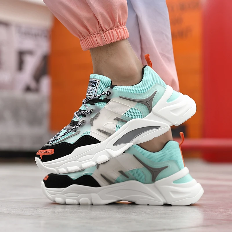 

Men's platform Sneakers 2021 New Fashion Breathable Colorful Men Chunky Shoes Trainers Street Style Male Footwear
