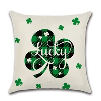 happy st patrick green plaid series truck elf hat pattern car seat cushion cover throw pillow cover decoration
